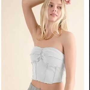 Ribbed Stitch Tube Top White